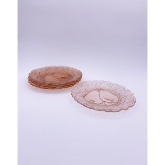 1930s Indiana Glass Company Pink Pear Dessert Plate 6pc